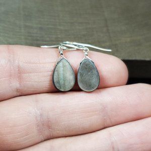 925 Sterling Silver Small Handmade Dark Shell Dangle Earrings